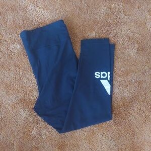 Adidas Women's 7/8 Leggings in Black with White Logo